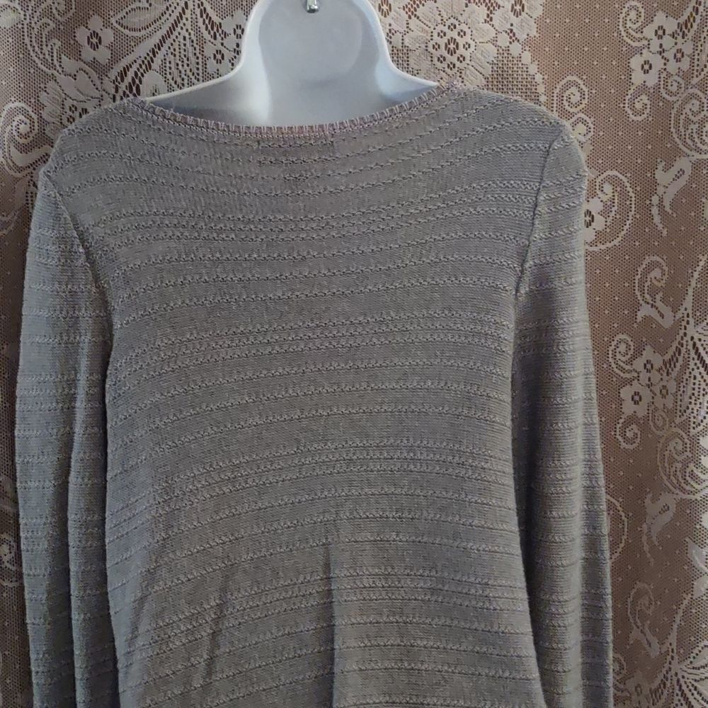Dana Buchman Women's Size‎ S Classic Gray Top asymmetrical neck cotton blend - Picture 4 of 7